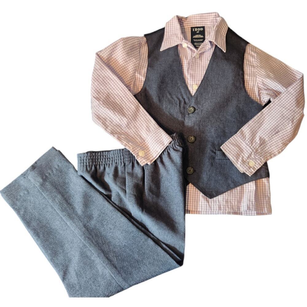 IZOD 4t 3 piece‎ dress clothes outfit purple and gray